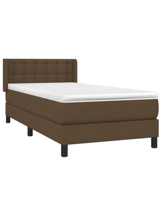 Box spring postel s matrací tmavě hnědá 90x200 cm textil