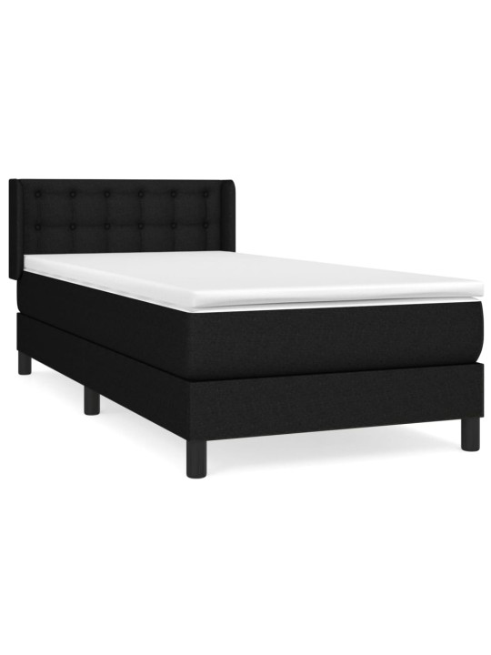 Box spring postel s matrací černá 100 x 200 cm textil