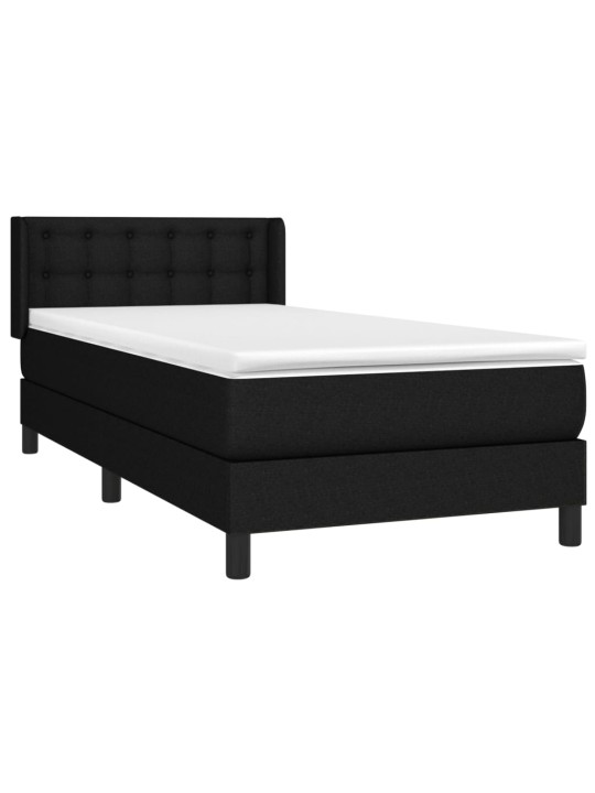 Box spring postel s matrací černá 100 x 200 cm textil