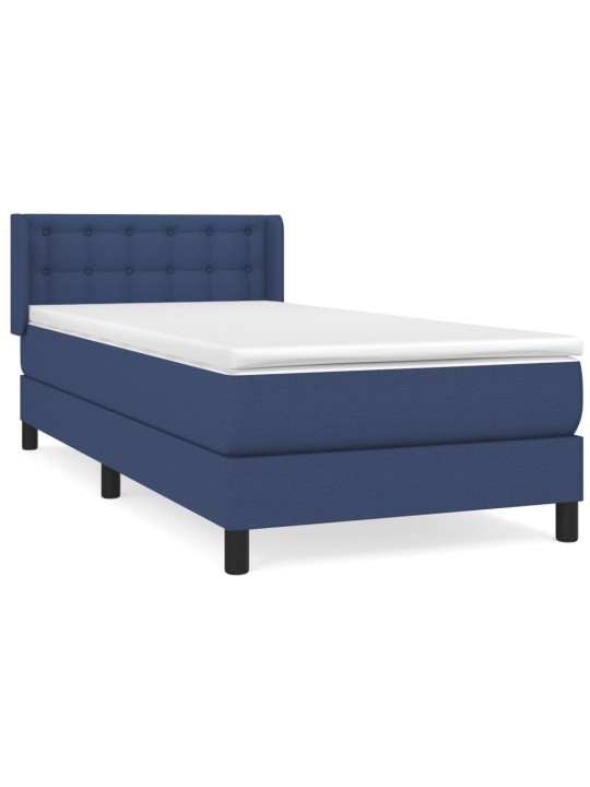 Box spring postel s matrací modrá 100 x 200 cm textil