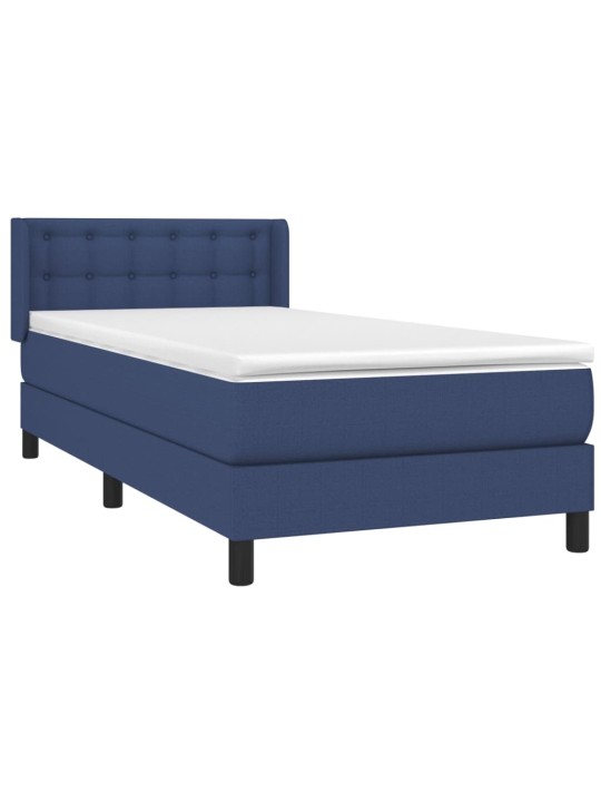 Box spring postel s matrací modrá 100 x 200 cm textil