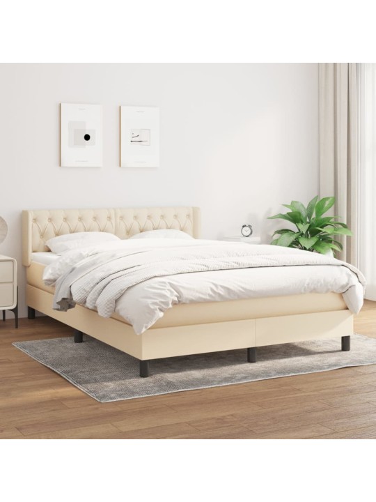 Box spring postel s matrací krémová 140x190 cm textil