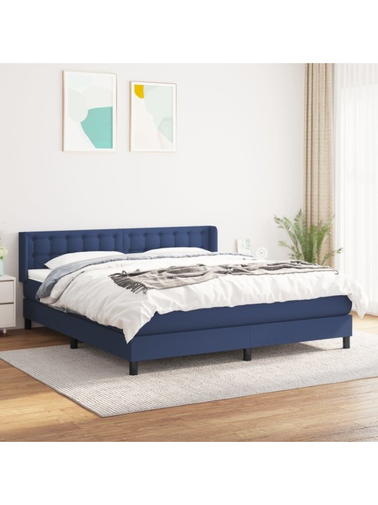 Box spring postel s matrací modrá 160x200 cm textil