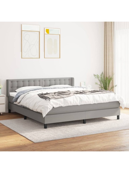 Box spring postel s matrací světle šedá 180 x 200 cm textil