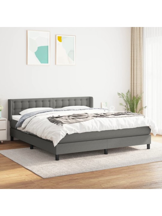 Box spring postel s matrací tmavě šedá 180x200 cm textil