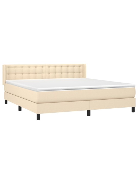 Box spring postel s matrací krémová 180x200 cm textil