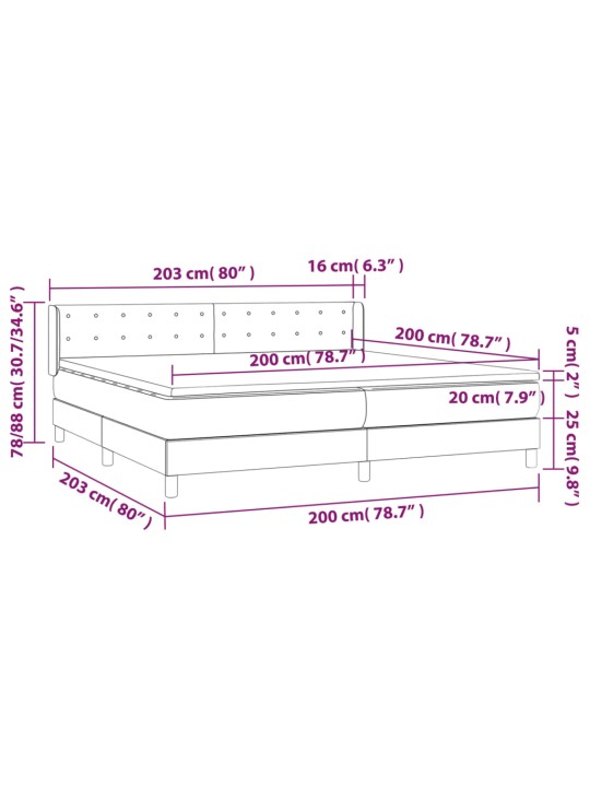 Box spring postel s matrací tmavě šedá 200x200 cm textil