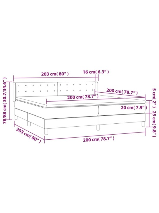 Box spring postel s matrací krémová 200x200 cm textil