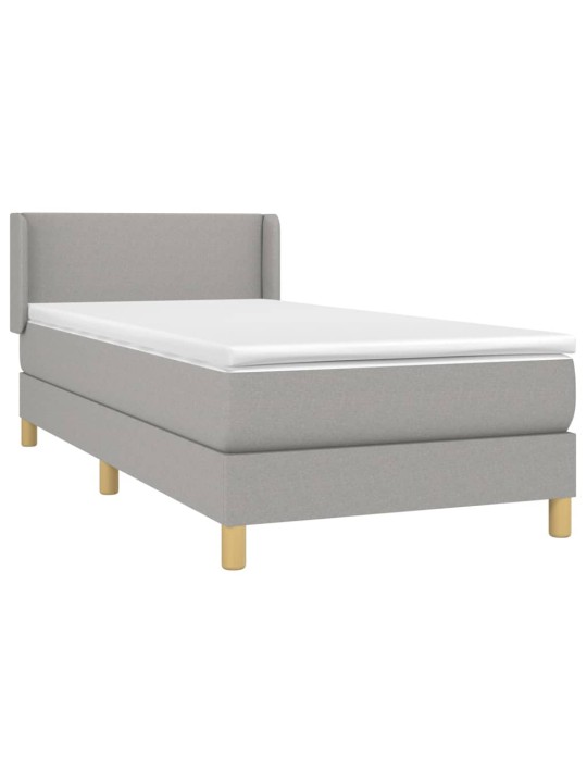 Box spring postel s matrací světle šedá 90x200 cm textil