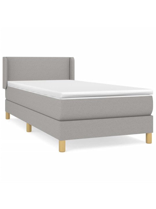 Box spring postel s matrací světle šedý 100 x 200 cm textil