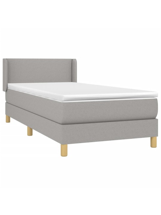 Box spring postel s matrací světle šedý 100 x 200 cm textil