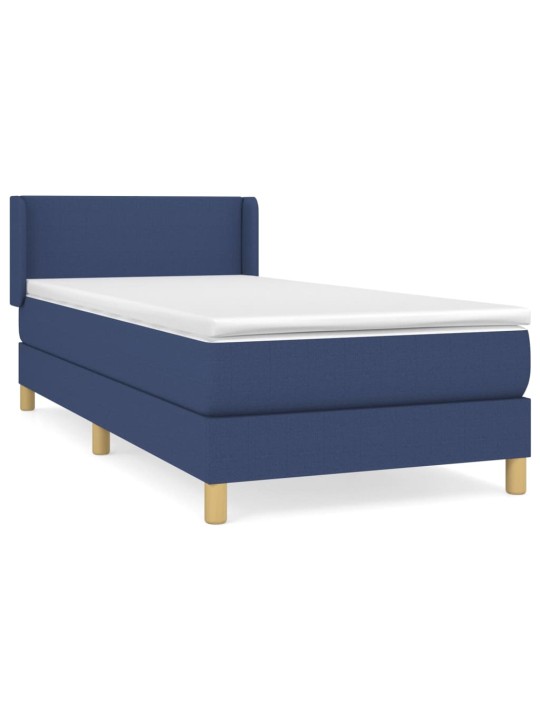 Box spring postel s matrací modrá 100 x 200 cm textil
