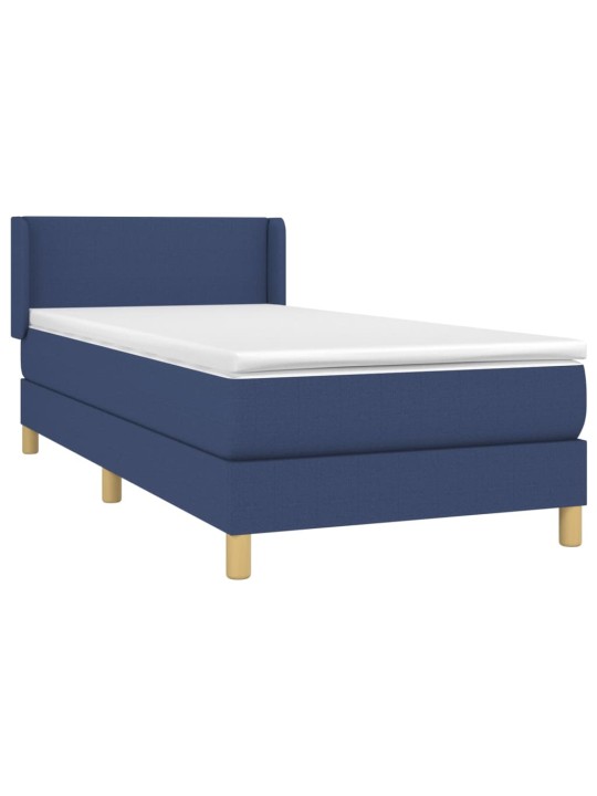 Box spring postel s matrací modrá 100 x 200 cm textil