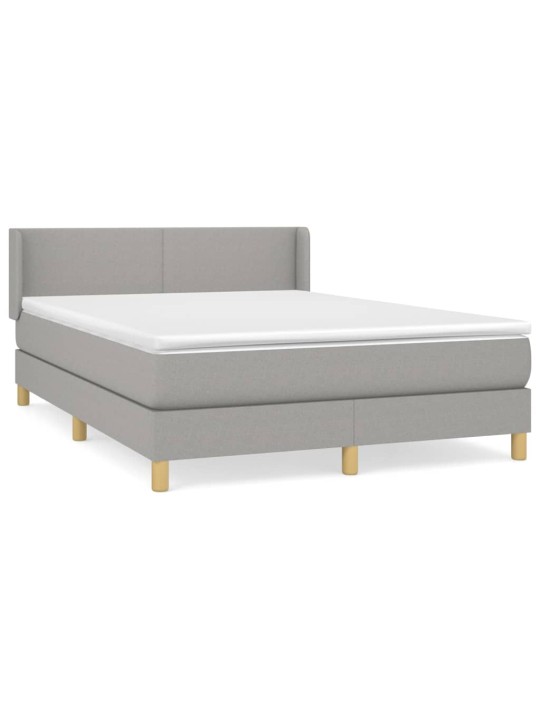 Box spring postel s matrací světle šedá 140 x 190 cm textil