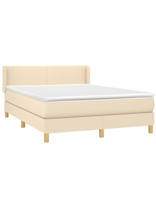 Box spring postel s matrací krémová 140x190 cm textil