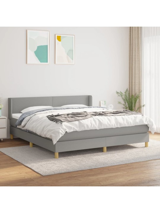 Box spring postel s matrací světle šedá 180 x 200 cm textil