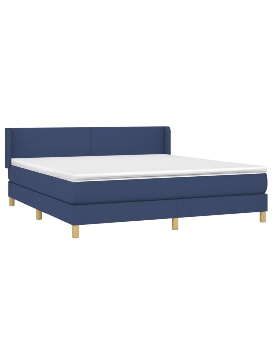 Box spring postel s matrací modrá 180x200 cm textil