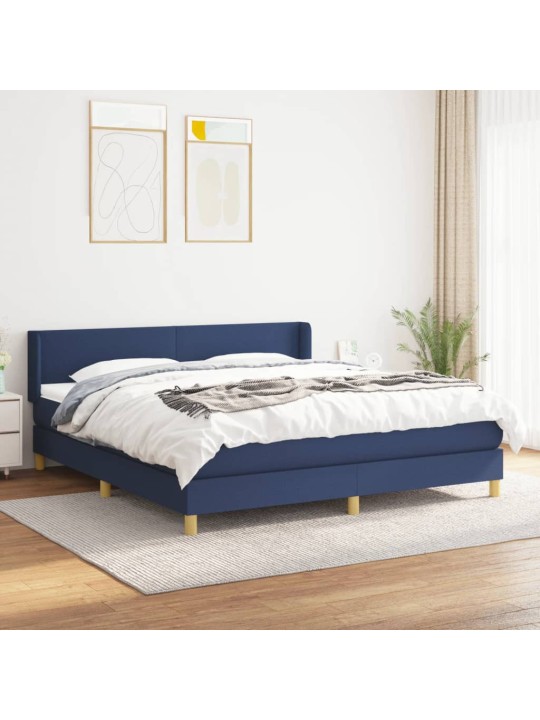 Box spring postel s matrací modrá 180x200 cm textil