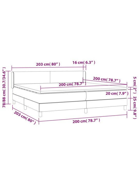 Box spring postel s matrací tmavě šedá 200x200 cm textil