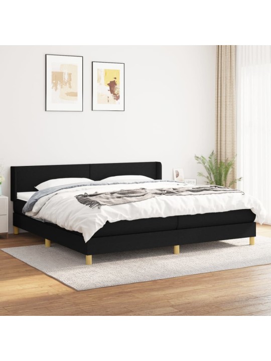 Box spring postel s matrací černá 200x200 cm textil