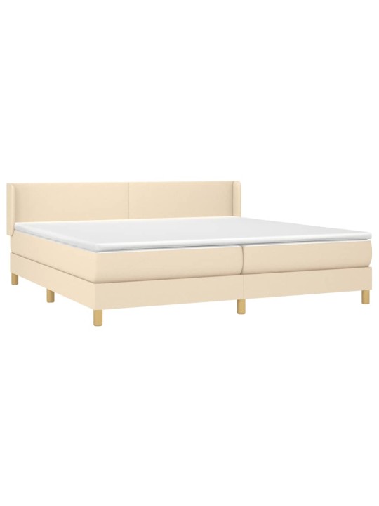 Box spring postel s matrací krémová 200x200 cm textil