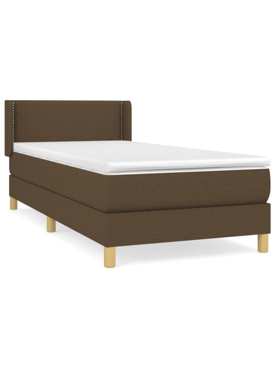 Box spring postel s matrací tmavě hnědá 90x190 cm textil