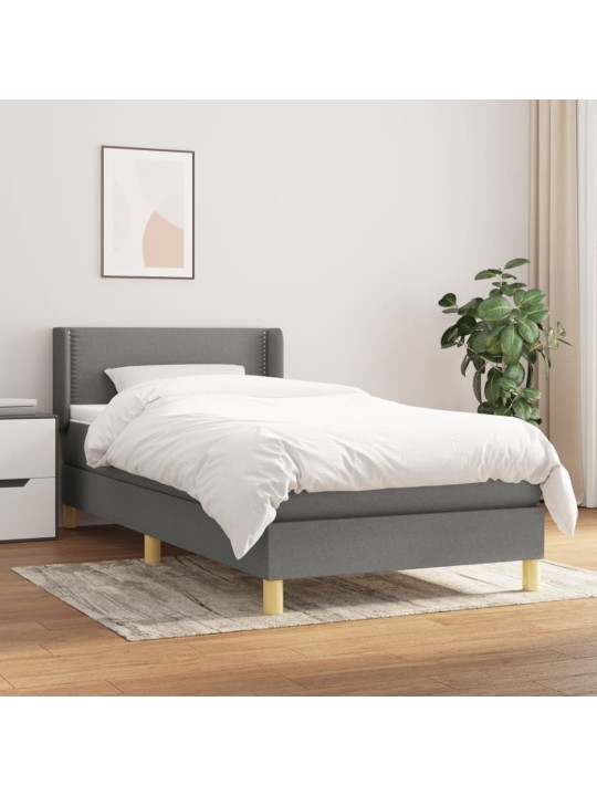 Box spring postel s matrací tmavě šedá 90x200 cm textil