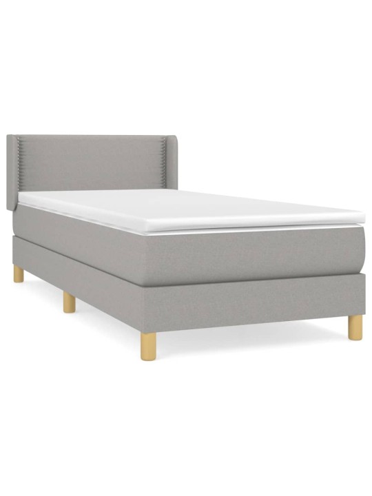 Box spring postel s matrací světle šedý 100 x 200 cm textil