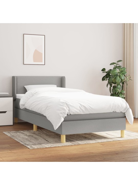Box spring postel s matrací světle šedý 100 x 200 cm textil