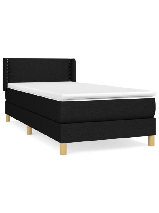 Box spring postel s matrací černá 100 x 200 cm textil