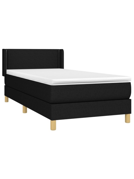 Box spring postel s matrací černá 100 x 200 cm textil