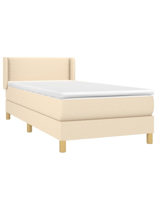 Box spring postel s matrací krémová 100 x 200 cm textil