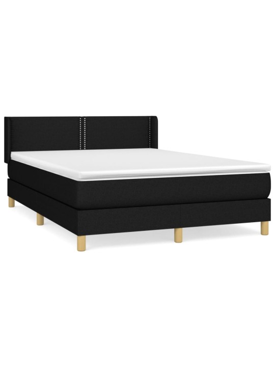 Box spring postel s matrací černá 140 x 190 cm textil