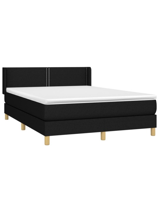 Box spring postel s matrací černá 140 x 190 cm textil