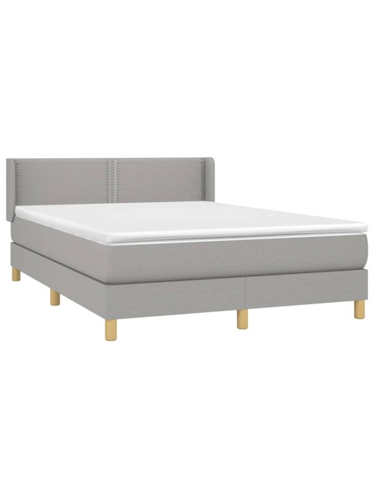 Box spring postel s matrací světle šedá 140 x 200 cm textil