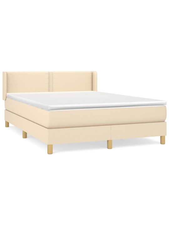 Box spring postel s matrací krémová 140x200 cm textil