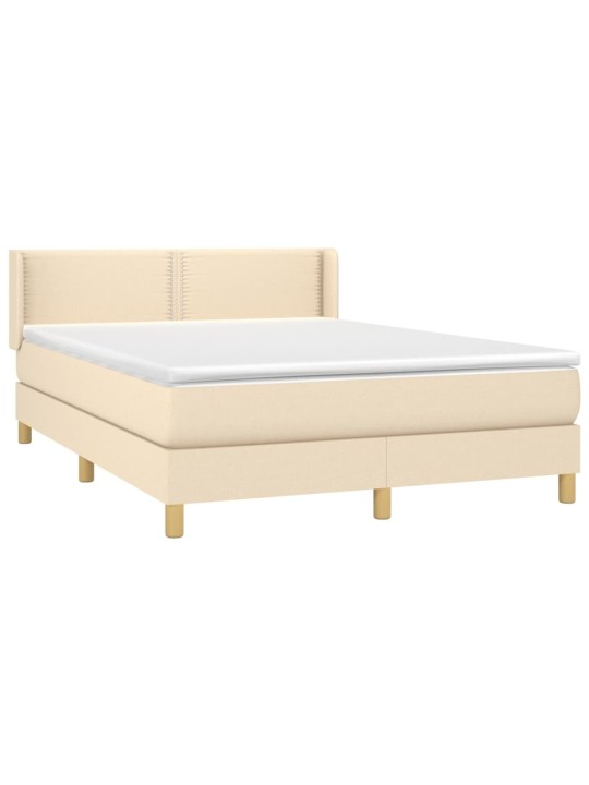 Box spring postel s matrací krémová 140x200 cm textil