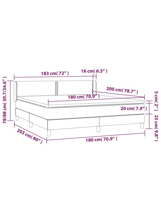 Box spring postel s matrací tmavě šedá 180x200 cm textil