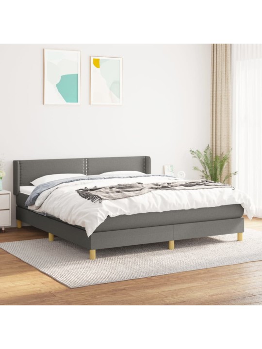Box spring postel s matrací tmavě šedá 180x200 cm textil