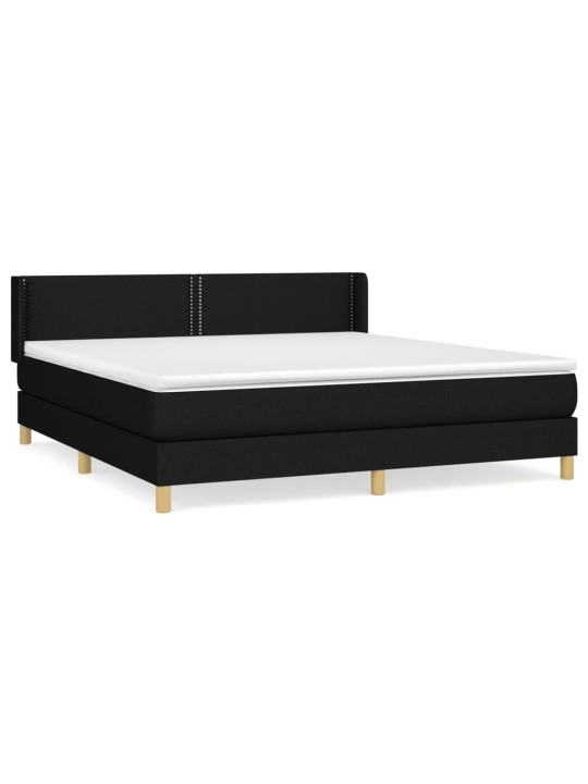 Box spring postel s matrací černá 180x200 cm textil