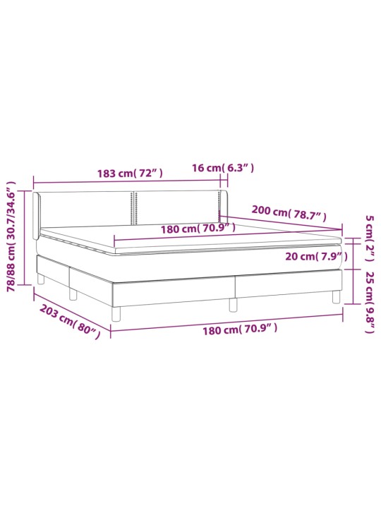 Box spring postel s matrací tmavě hnědá 180x200 cm textil