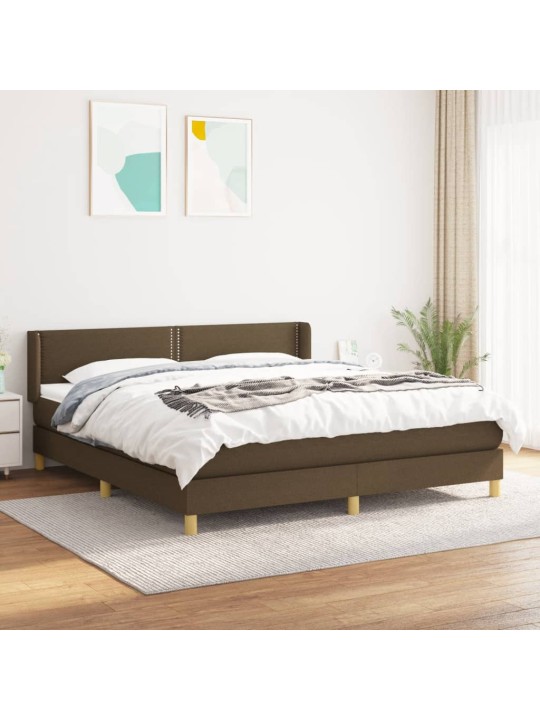 Box spring postel s matrací tmavě hnědá 180x200 cm textil