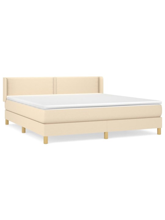 Box spring postel s matrací krémová 180x200 cm textil