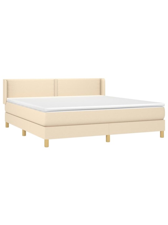 Box spring postel s matrací krémová 180x200 cm textil