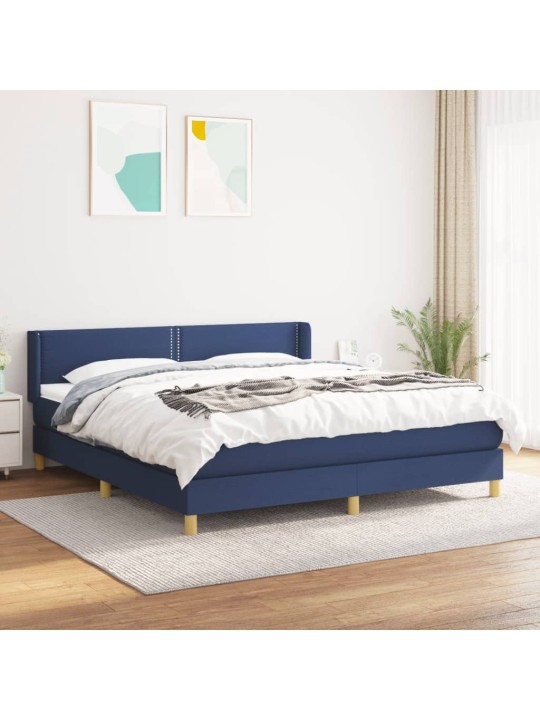 Box spring postel s matrací modrá 180x200 cm textil