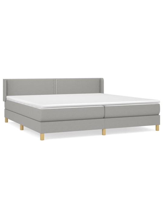 Box spring postel s matrací světle šedá 200 x 200 cm textil