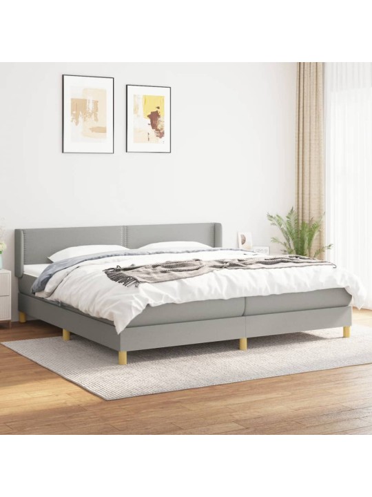 Box spring postel s matrací světle šedá 200 x 200 cm textil