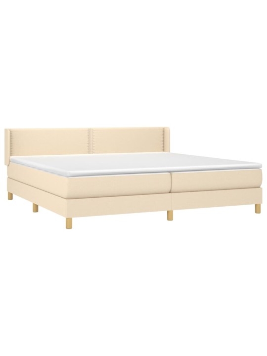 Box spring postel s matrací krémová 200x200 cm textil