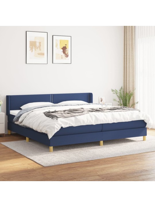Box spring postel s matrací modrá 200x200 cm textil
