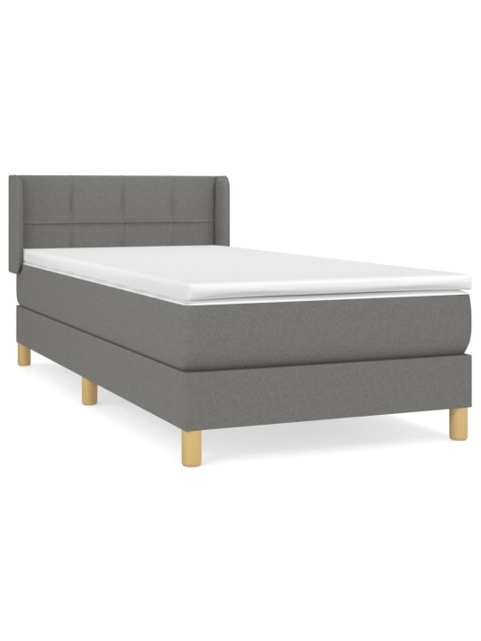 Box spring postel s matrací tmavě šedá 90x200 cm textil